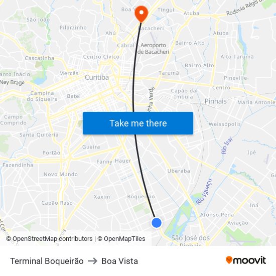 Terminal Boqueirão to Boa Vista map