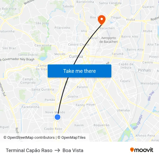 Terminal Capão Raso to Boa Vista map