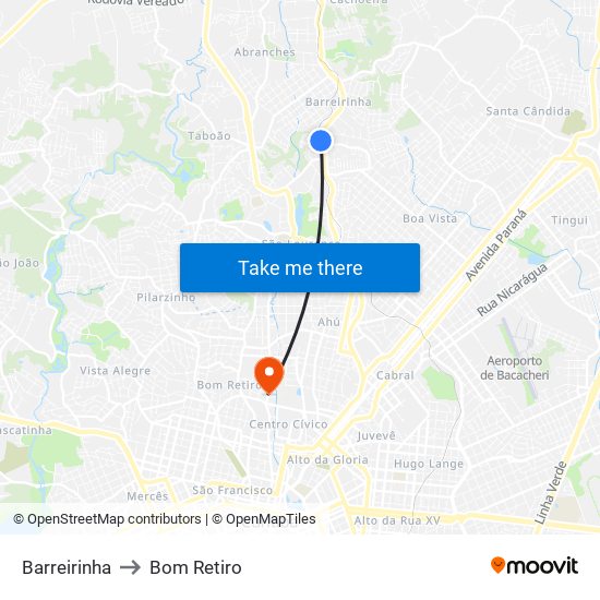 Barreirinha to Bom Retiro map