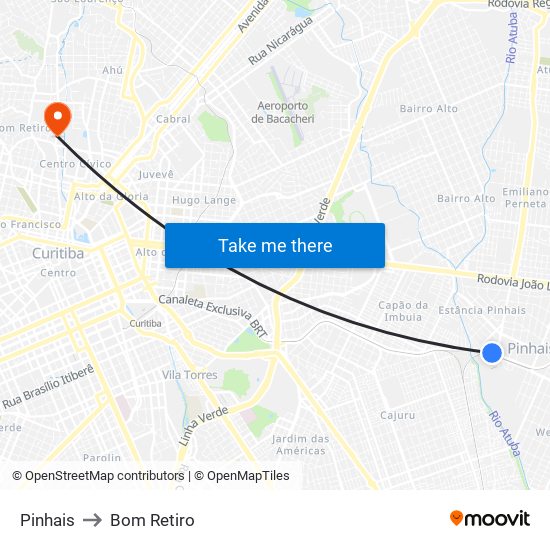 Pinhais to Bom Retiro map