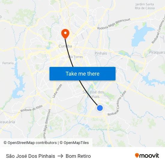 São José Dos Pinhais to Bom Retiro map
