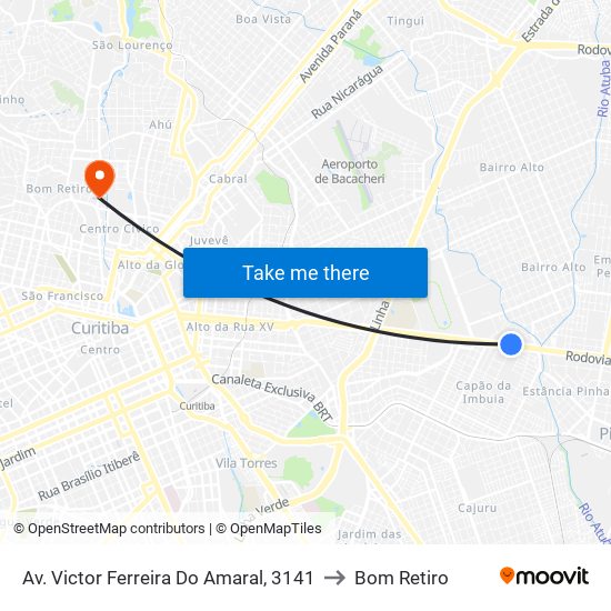 Av. Victor Ferreira Do Amaral, 3141 to Bom Retiro map