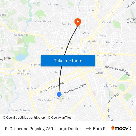 R. Guilherme Pugsley, 750 - Largo Doutor Acir Mullinari to Bom Retiro map