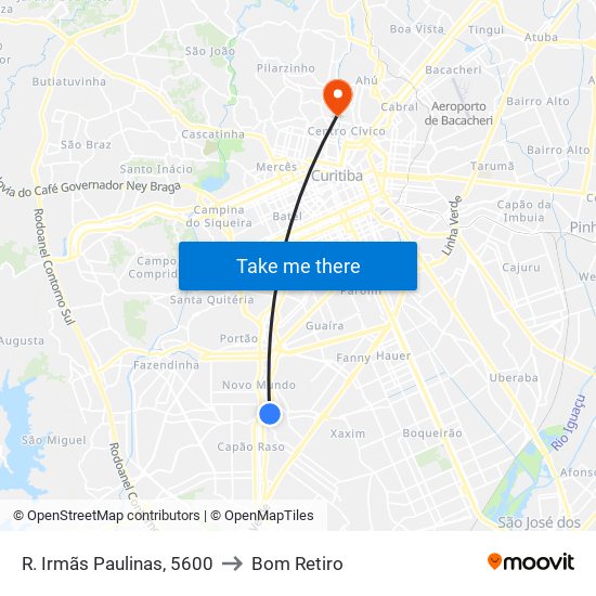 R. Irmãs Paulinas, 5600 to Bom Retiro map