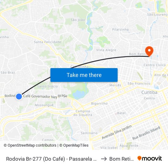 Rodovia Br-277 (Do Café) - Passarela Brf to Bom Retiro map