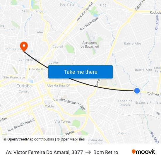 Av. Victor Ferreira Do Amaral, 3377 to Bom Retiro map