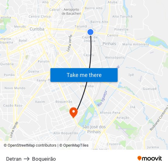Detran to Boqueirão map