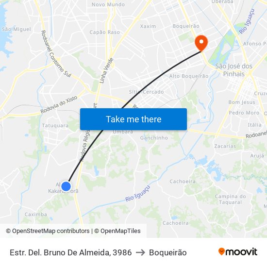 Estr. Del. Bruno De Almeida, 3986 to Boqueirão map