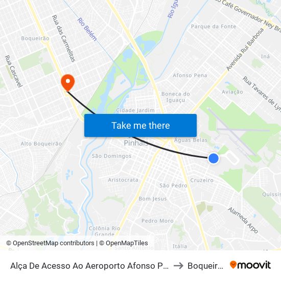 Alça De Acesso Ao Aeroporto Afonso Pena to Boqueirão map