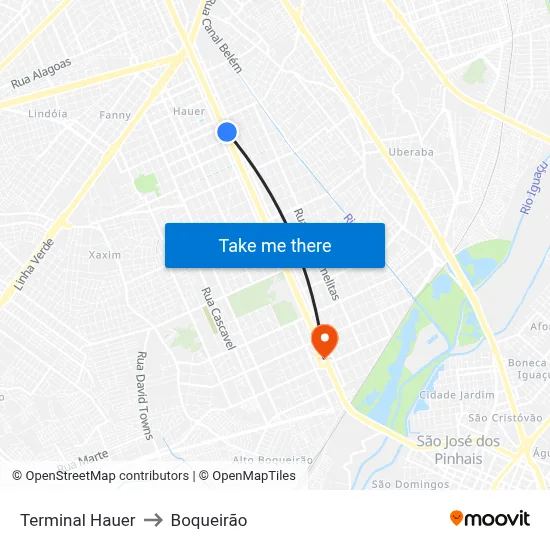 Terminal Hauer to Boqueirão map