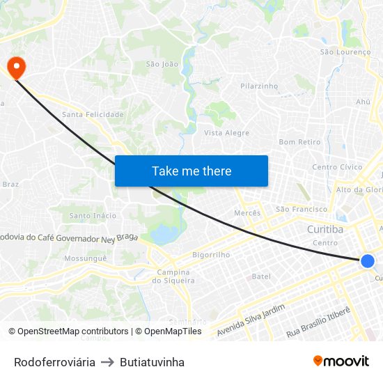 Rodoferroviária to Butiatuvinha map