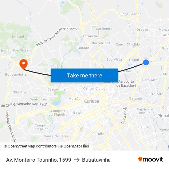 Av. Monteiro Tourinho, 1599 to Butiatuvinha map