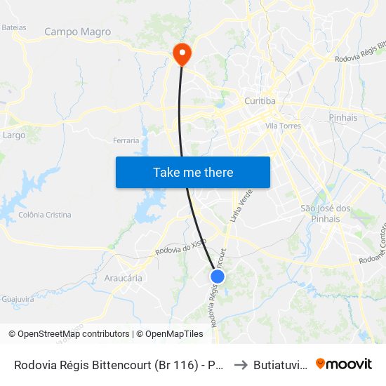 Rodovia Régis Bittencourt (Br 116) - Passarela to Butiatuvinha map