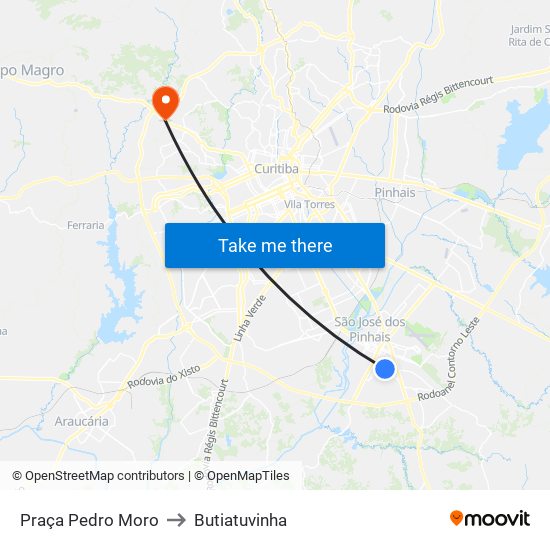 Praça Pedro Moro to Butiatuvinha map