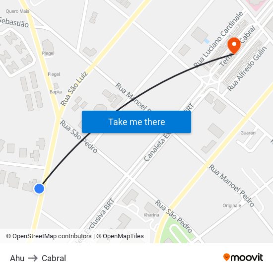 Ahu to Cabral map