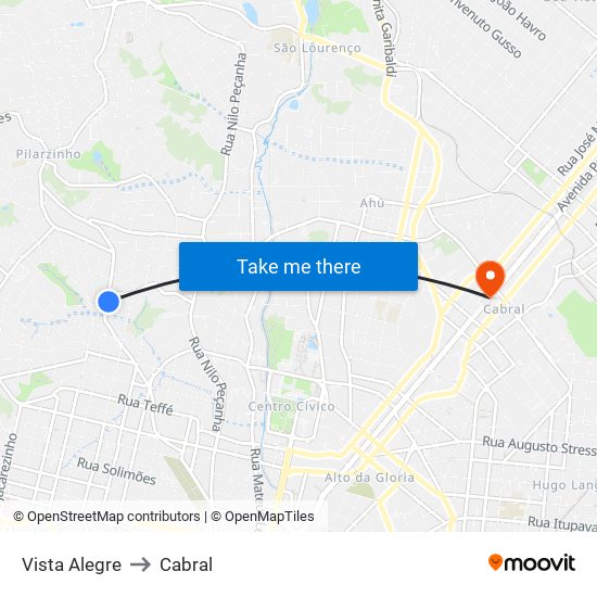 Vista Alegre to Cabral map