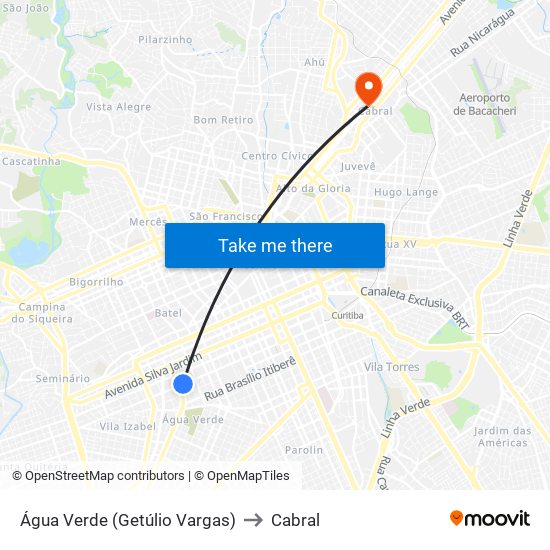 Água Verde (Getúlio Vargas) to Cabral map
