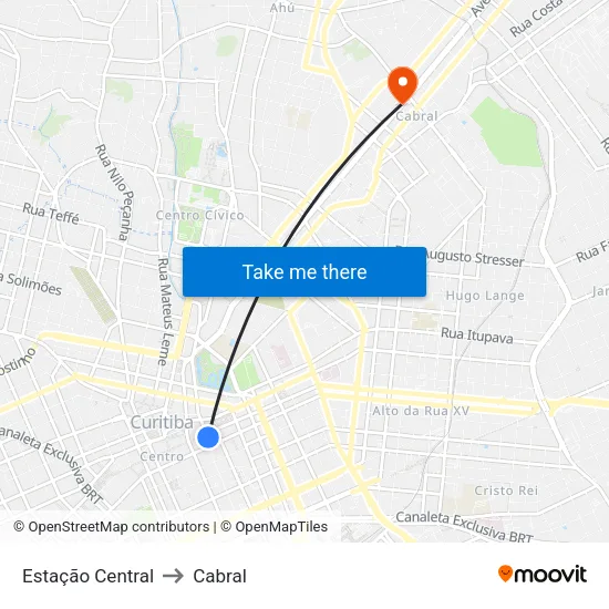 Estação Central to Cabral map
