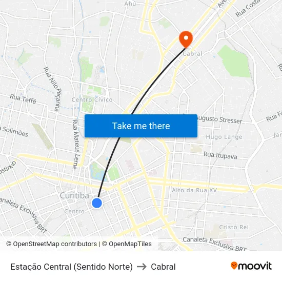 Estação Central (Sentido Norte) to Cabral map