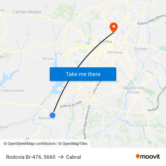 Rodovia Br-476, 5660 to Cabral map