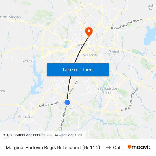 Marginal Rodovia Régis Bittencourt (Br 116) - Ceasa to Cabral map
