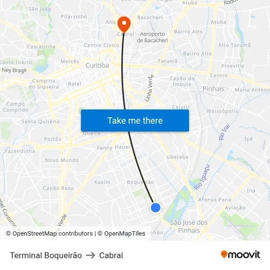 Terminal Boqueirão to Cabral map