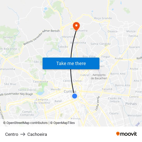 Centro to Cachoeira map