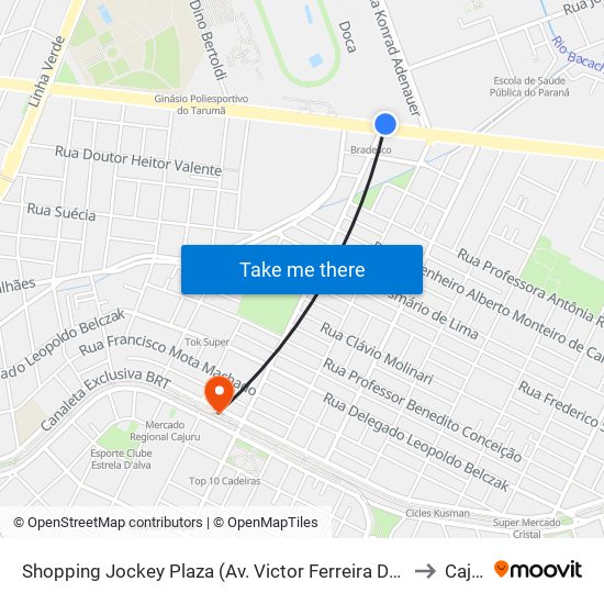 Shopping Jockey Plaza (Av. Victor Ferreira Do Amaral, 2300) to Cajuru map