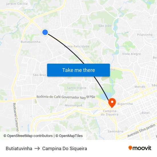 Butiatuvinha to Campina Do Siqueira map