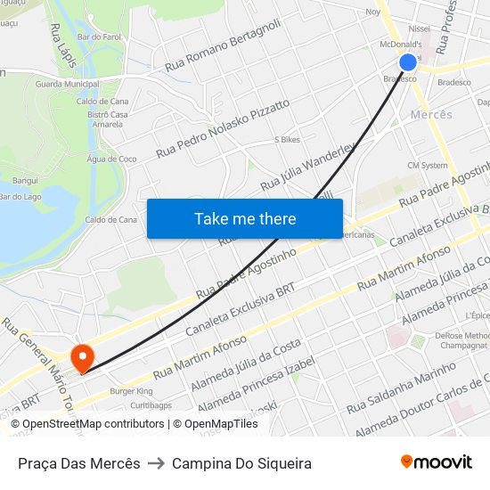 Praça Das Mercês to Campina Do Siqueira map