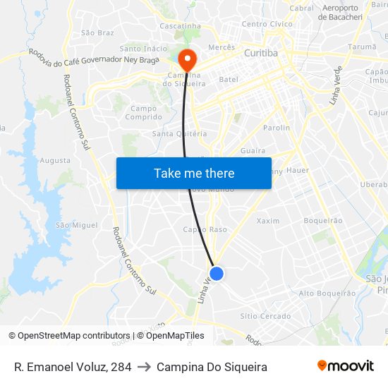 R. Emanoel Voluz, 284 to Campina Do Siqueira map