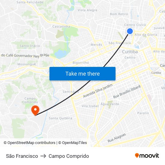 São Francisco to Campo Comprido map