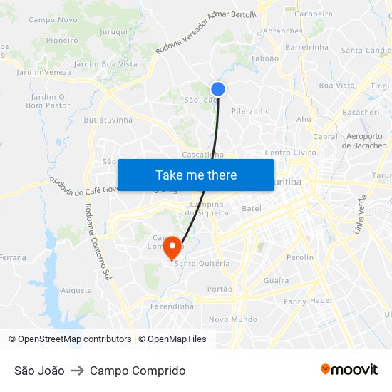 São João to Campo Comprido map