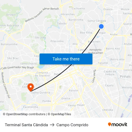 Terminal Santa Cândida to Campo Comprido map