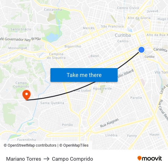 Mariano Torres to Campo Comprido map