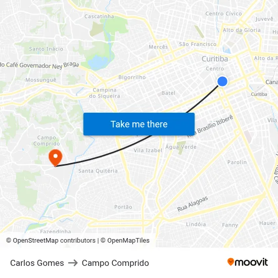 Carlos Gomes to Campo Comprido map