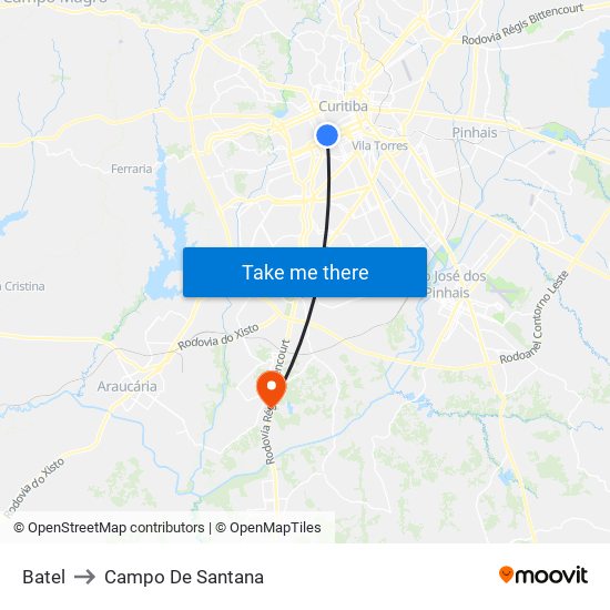 Batel to Campo De Santana map