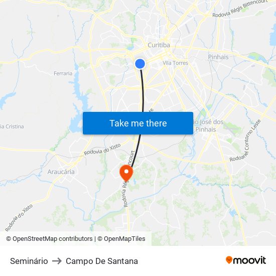 Seminário to Campo De Santana map