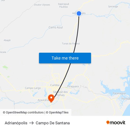 Adrianópolis to Campo De Santana map