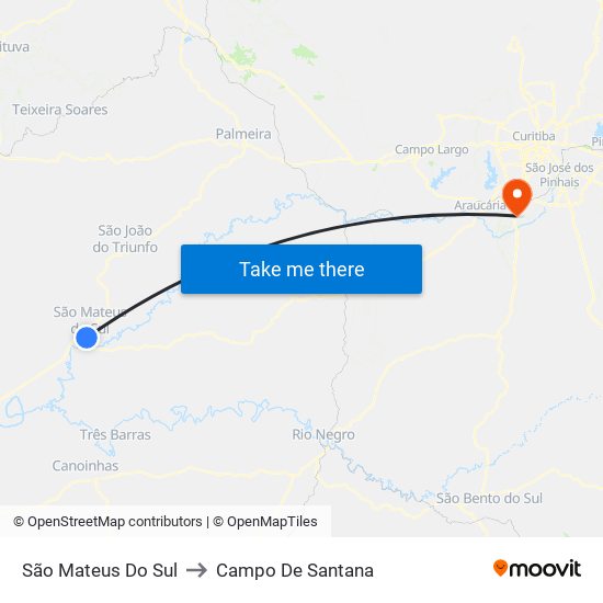 São Mateus Do Sul to Campo De Santana map