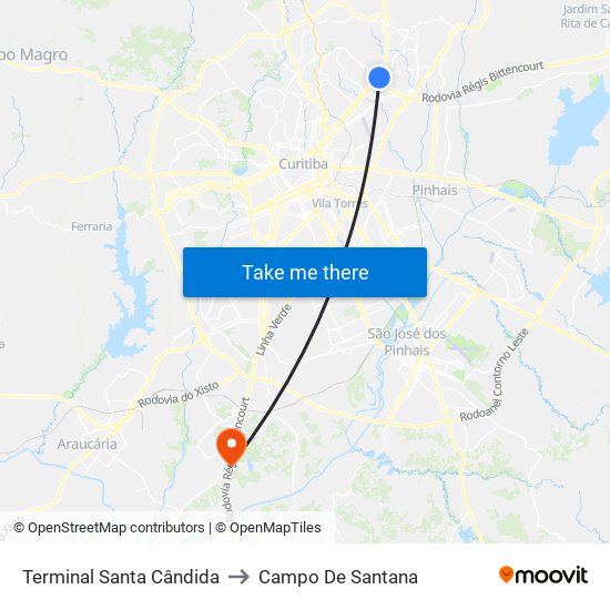 Terminal Santa Cândida to Campo De Santana map