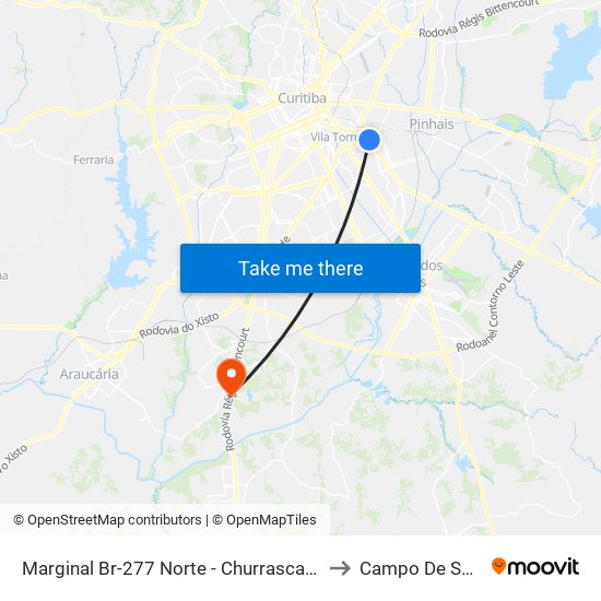 Marginal Br-277 Norte - Churrascaria Marumbi to Campo De Santana map
