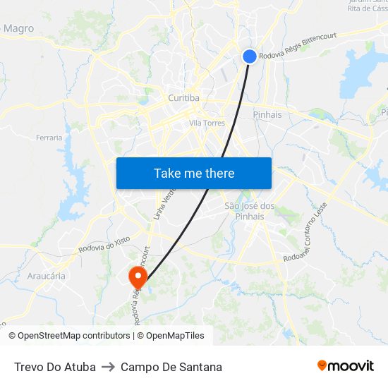 Av. Marechal Mascarenhas De Moraes, 2400 to Campo De Santana map
