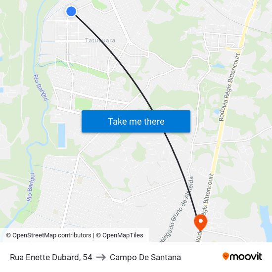 Rua Enette Dubard, 54 to Campo De Santana map