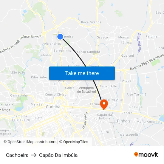 Cachoeira to Capão Da Imbúia map
