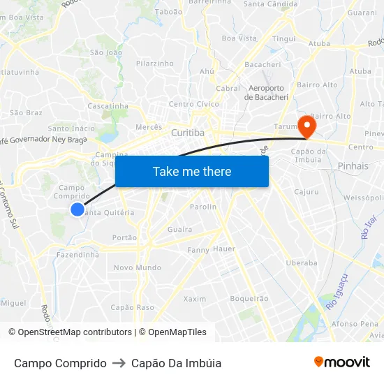 Campo Comprido to Capão Da Imbúia map