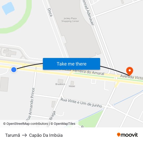 Tarumã to Capão Da Imbúia map