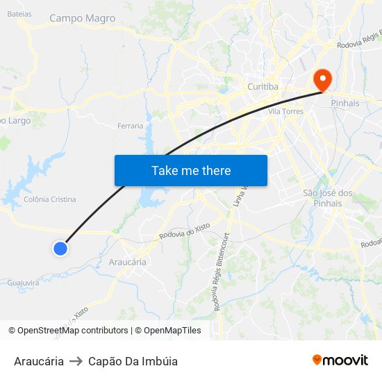 Araucária to Capão Da Imbúia map