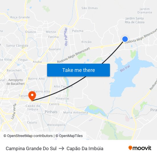 Campina Grande Do Sul to Capão Da Imbúia map