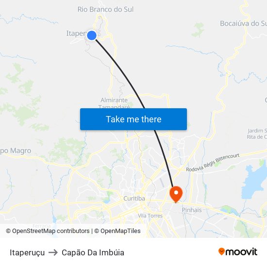 Itaperuçu to Capão Da Imbúia map